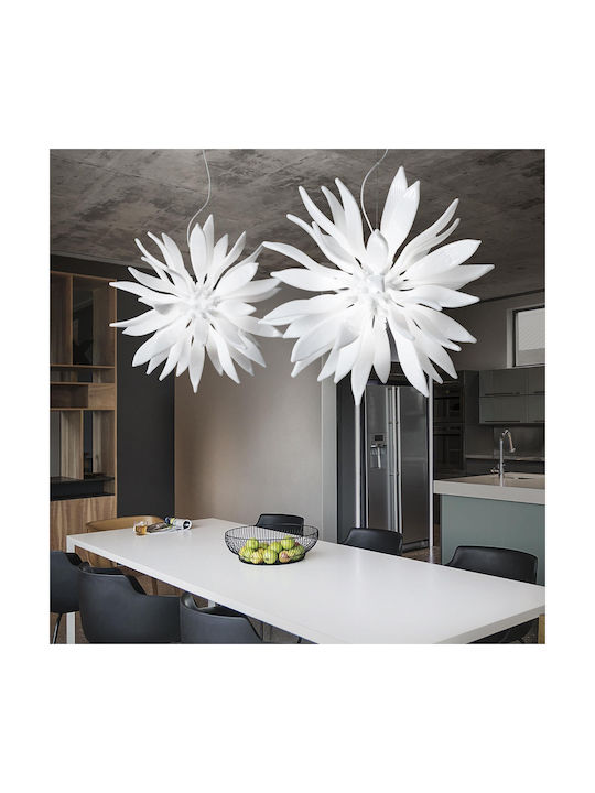 Ideal Lux Leaves SP8 Κρεμαστό Φωτιστικό για 8 Λαμπτήρες G9 Λευκό 63x69.5εκ. 111957